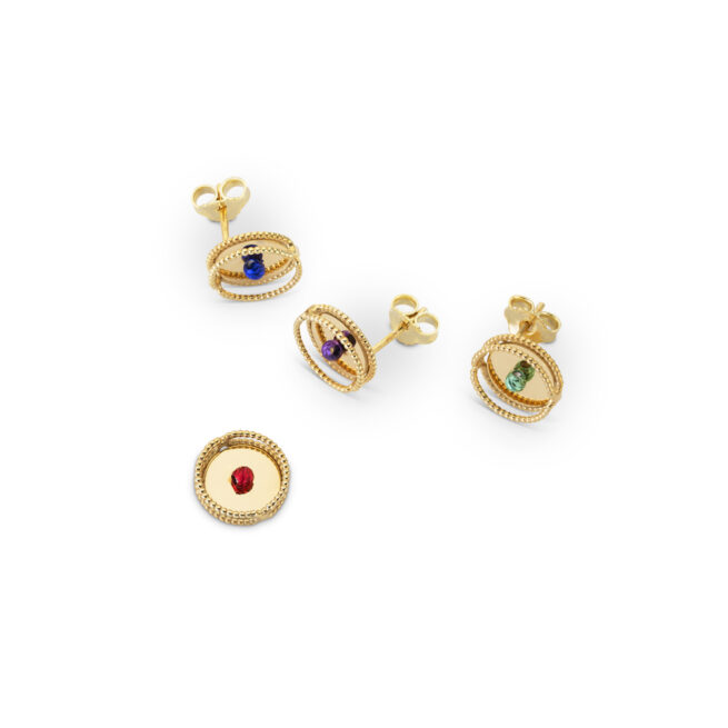 Gold earrings with coloured elements