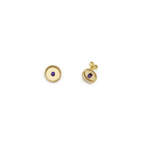 Gold earrings with gold coloured element