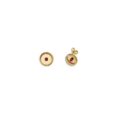 Gold earrings with coloured gold element
