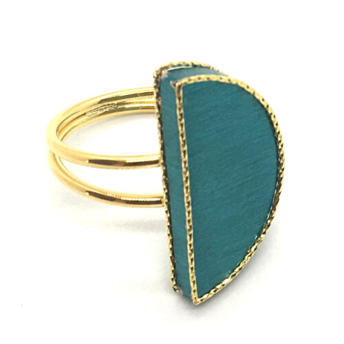 yellow gold fancy ring with blue element egypt collection